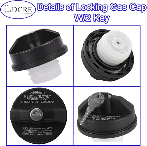 Vista 5 de Tapa de gas de bloqueo con 2 llaves, compatible con vehículos Chevy Honda Nissan Acura Mazda Cadillac GMC 4Runner FJ Cruiser Silverado Camaro y más