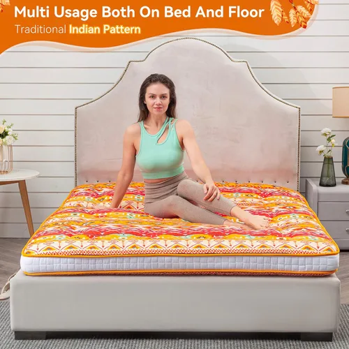 Vista 5 de Dr.Futon - Colchón tipo futón japonés para piso, extra grueso, plegable, enrollable, cubrecama para invitados, esterilla para acostarse y viajar