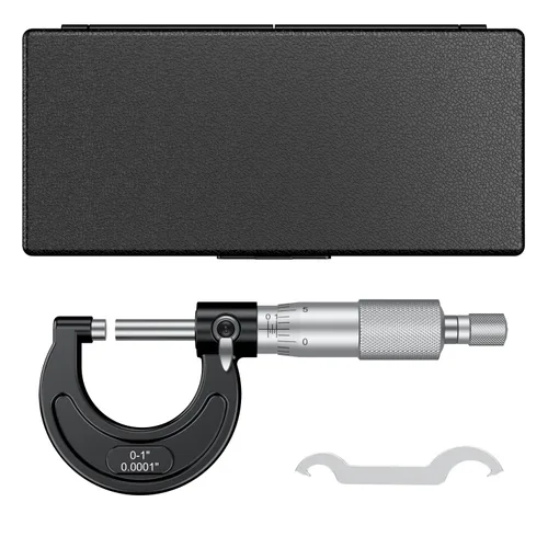 Vista 6 de HDLNKAK Micrómetro exterior 0-1"/0.0001", con llave cero y estuche (negro)