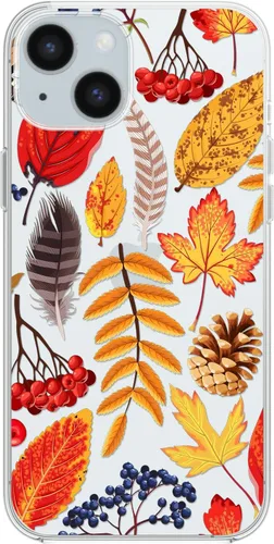 Vista 19 de Blingy's Funda compatible con iPhone 15, divertido estilo gato con patrón de hojas de otoño, lindo diseño de animales de otoño, funda protectora