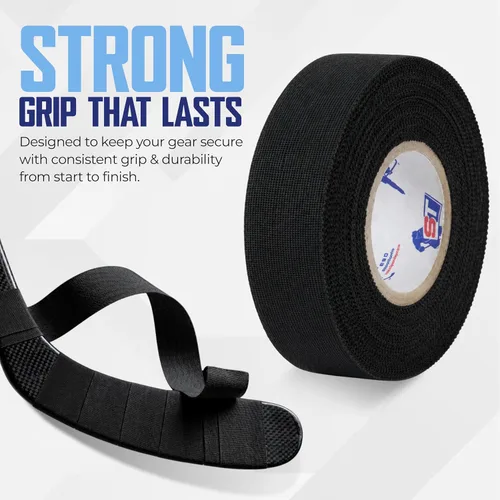 Vista 2 de sports tape ST Pro-Grade Cloth Hockey Tape (6 Rolls) - Strong Long-Lasting, Water Resistant Athletic Grip Tape for Lacrosse, Hockey, Baseball &