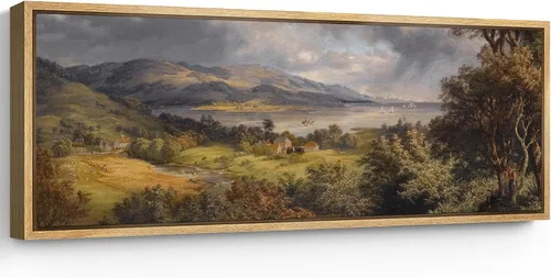 Vista 13 de SIGNFORD Lienzo enmarcado extragrande para pared, diseño de flores silvestres, paisaje, campo escénico con flores florecientes, ilustraciones
