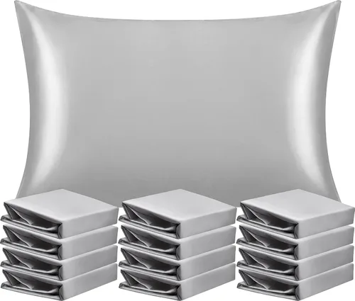 Vista 94 de NTBAY Paquete de 2 fundas de almohada estándar de satén para cabello y piel, lujosas y sedosas fundas de almohada con cierre de sobre, 20 x 26