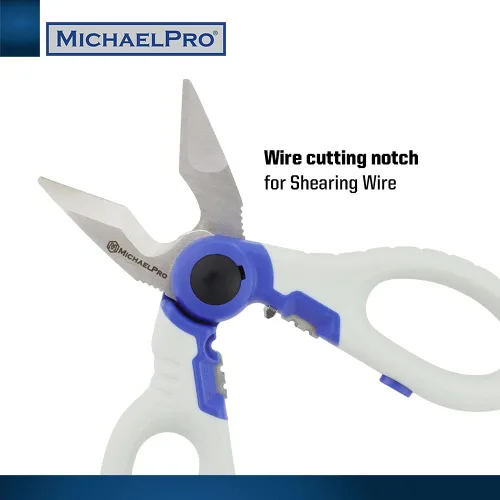 Vista 6 de MichaelPro MP010025 - Tijeras de electricista de acero inoxidable de 6 pulgadas Tijeras multiusos resistentes Corta cables y cable suave, funda