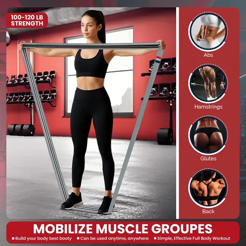 Vista 3 de 76-Inch Extended-Length Resistance Bands – Heavy-Duty Black Fabric Workout Bands for Strength, Mobility, Stretching & Full-Body Training – Durable
