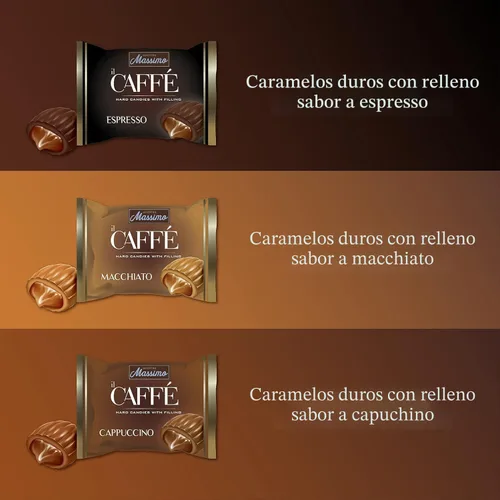 Vista 9 de Maestro Massimo IL Caffè Best Coffee Candy Envuelto individualmente, surtido con relleno - Macchiato, espresso, capuchino