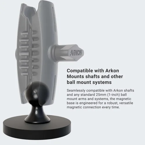 Vista 2 de ARKON Base magnética redonda resistente de 2.559 in de diámetro con bola de 0.984 in (1 pulgada)