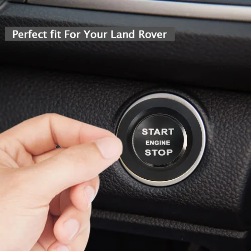 Vista 7 de Cubierta de aluminio para botón de arranque/parada del motor, un clic para decoración para Land Rover Discovery y Range Rover Sport (negro)