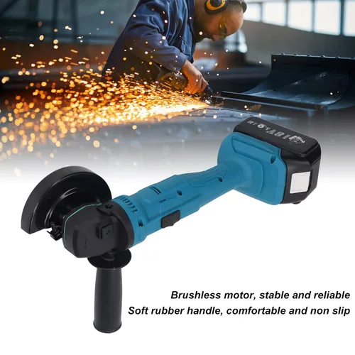 Vista 3 de Amoladora angular inalámbrica, potente motor sin escobillas de 10000 RPM con mango antideslizante, herramienta de amoladora angular para muela