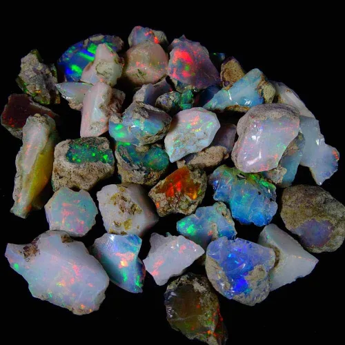 Vista 2 de Ópalo arco iris crudo, ópalo etíope, ópalo de fuego, suministro de ópalo, piedras para hacer joyas, cristales de bricolaje, piedra energética, ópalo