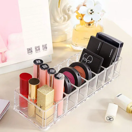 Vista 4 de Weiai Organizador Compacto de Acrílico Transparente, Organizador de Maquillaje para Rubores Iluminadores Sombra de Ojos Polvo Soporte para Tocador