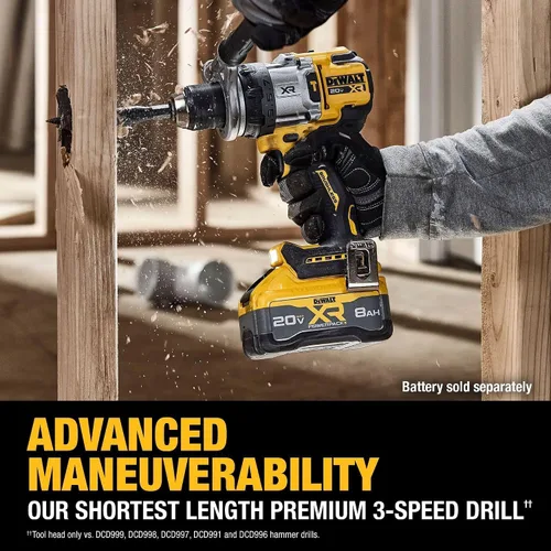 Vista 6 de DEWALT Taladro de martillo inalámbrico de 1/2 pulgada MAX XR de 20 V, solo herramienta desnuda (DCD1007B)