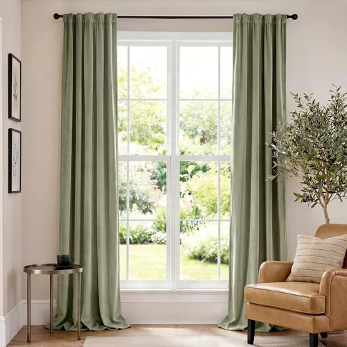 Vista 33 de Lazzzy Cortinas opacas de terciopelo beige de 84 pulgadas de largo con aislamiento térmico para oscurecer la habitación, cortinas forradas de lujo
