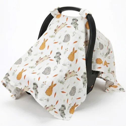 Vista 15 de Metplus Funda de muselina para asiento de coche para bebés, funda transpirable para asiento de coche infantil, funda ligera para portabebés