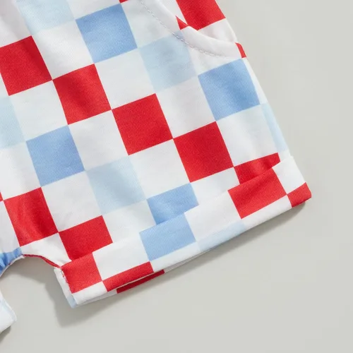 Vista 7 de Conjunto de camisetas con estampado de letras y colores contrastantes para el Día de la Independencia