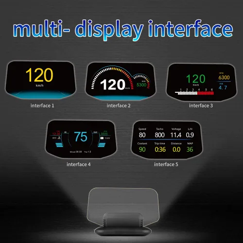 Vista 2 de HUD para coche, pantalla frontal, indicador OBD2, C1 OBD2 y GPS LED OBD coche HUD pantalla frontal velocímetro proyector sistema herramienta
