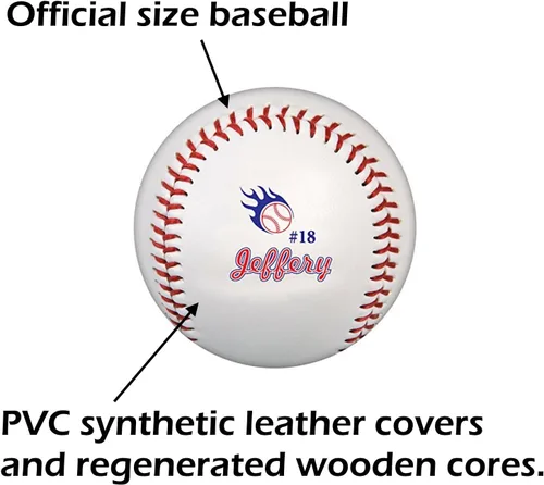 Vista 4 de Pelotas de béisbol personalizadas, tamaño oficial: elige entre 15 diseños o sube una foto o logotipo de empresa