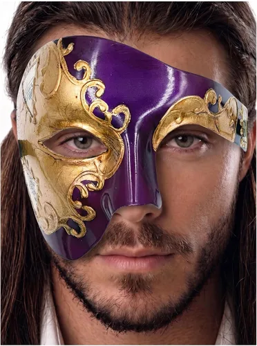 Vista 15 de Máscara de mascarada para hombre, máscara del fantasma de la ópera, máscara de baile de graduación, Mardi Gras, Haloween veneciano, media cara