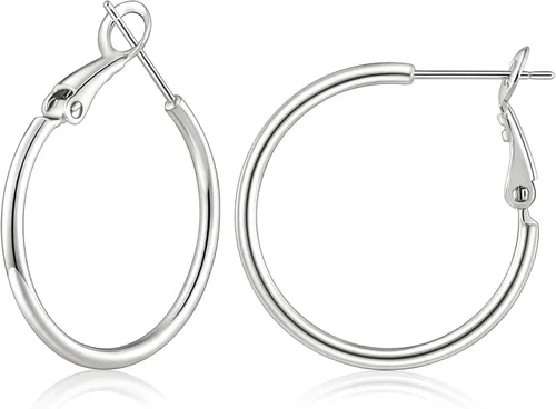 Vista 18 de Gacimy Aretes de aro de oro para mujer, aros finos chapados en oro de 14 Negro