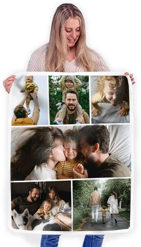 Vista 24 de FrameStory Manta personalizada con fotos y texto, totalmente personalizable con tus fotos y mensajes, manta de forro polar suave y suave, 30 x 40