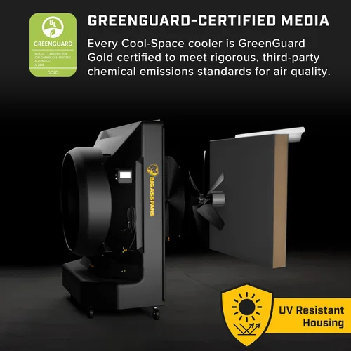 Vista 7 de Big Ass Fans - Cool-Space 350 - Enfriador evaporativo portátil para pantanos, uso en interiores y exteriores, capacidad de 16 galones, velocidad