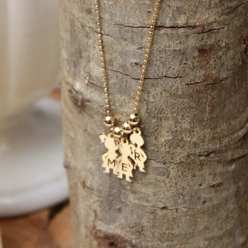 Vista 2 de Collar para mamá con nombre del niño, regalos personalizados para el día de la madre, dijes para niños y niñas, joyería familiar con nombres