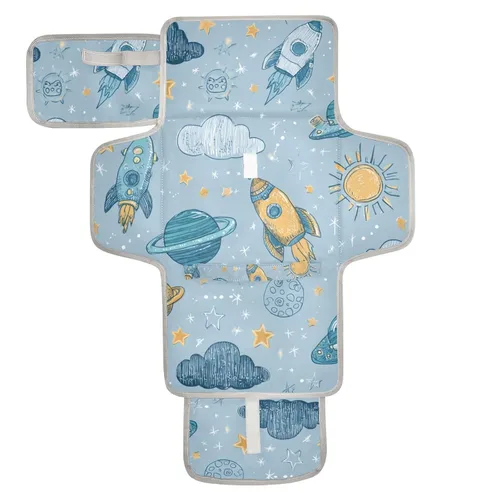 Vista 38 de Cambiador de pañales portátil, cambiador de pañales de viaje, impermeable, plegable, ligero, cambiador de bebé con almohada incorporada, perezosos