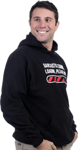 Vista 2 de Comentario Sarcástico en inglés Cargando Por Favor Espere divertido humor sarcástico para hombres y mujeres en una camiseta.