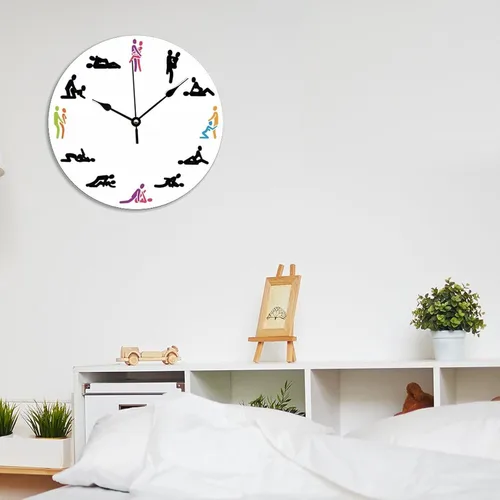 Vista 5 de ArogGeld Reloj de madera sexual, 12 posiciones, reloj de pared de madera, regalo del día de San Valentín, relojes decorativos de madera A-1