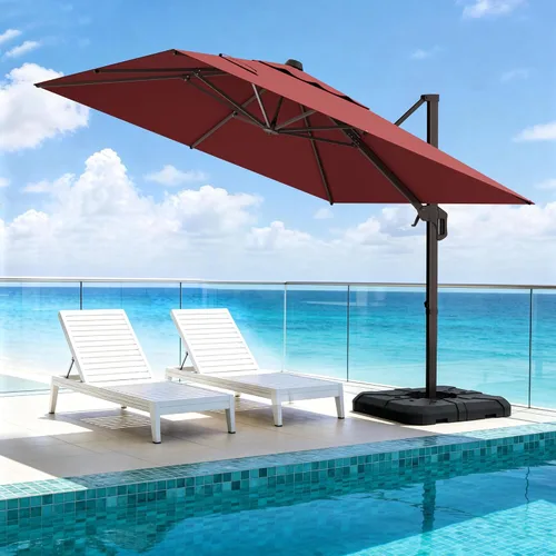Vista 19 de Sombrilla de 10 x 13 pies para exteriores, sombrilla grande rectangular con viga voladiza, resistente, con rotación de 360°, sombrilla con Beige