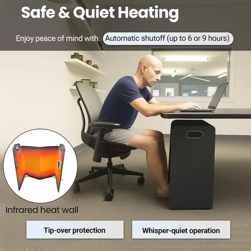 Vista 3 de Lavawall - Calentador eléctrico de pared: calentador de espacio portátil para oficina y hogar, temporizador y termostato, seguro y silencioso