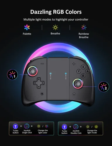 Vista 2 de NexiGo Control inalámbrico Joypad para Nintendo SwitchSwitch OLED controlador Joypad con vibración turbo mapeo y luz LED apagado