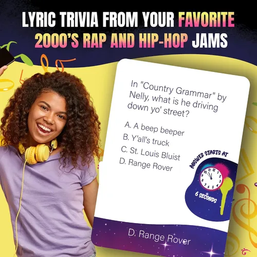 Vista 2 de Lyric Legend 2000s Hip-Hop y Rap Music Trivia - Juegos para adultos para noche de juegos - Bueno para grupos - Juego de fiesta de terminar la letra