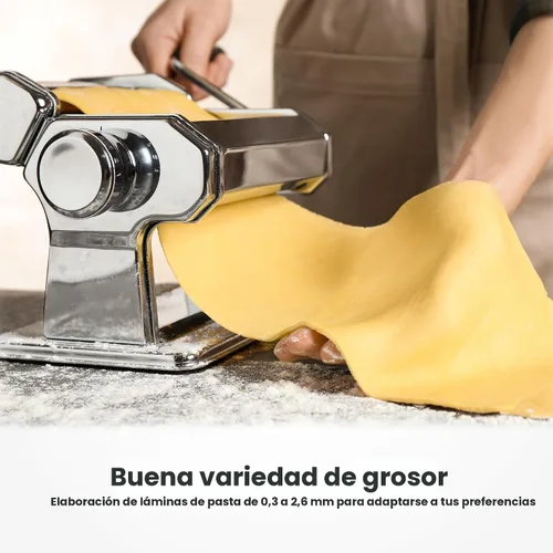 Vista 4 de ISILER Máquina para hacer pasta, 9 ajustes de grosor ajustables, máquina de pasta 2 en 1 con rodillos y cortador, fabricante de fideos para piel