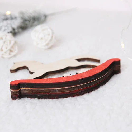 Vista 8 de 12 piezas de adornos de Navidad, mini caballero, decoración de casa para el hogar, adornos de madera de Navidad, decoración de caballo mecedor