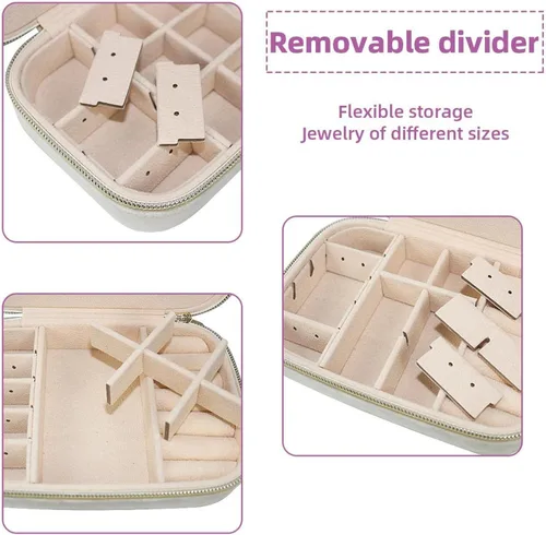 Vista 3 de Double Layer Portable Travel Mini Jewelry Case Display Storage Holder Boxes Vintage Pink Roses Romantic Blue