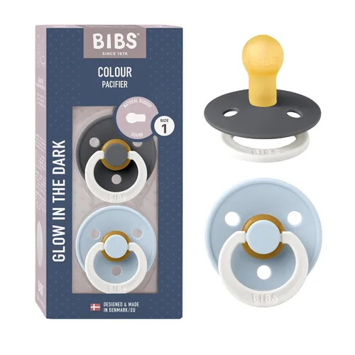 Vista 171 de BIBS - Paquete de 2 chupetes para bebés, goma natural libre de bisfenol A (BPA), hechos en Dinamarca, para niños de 0-6 meses, azul pastel