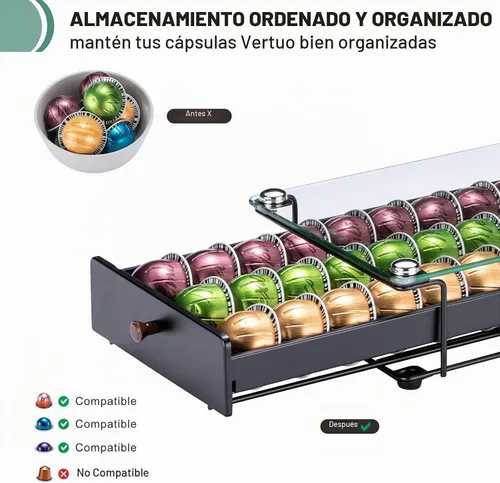 Vista 3 de ZCDCP Nespresso Vertuo - Soporte para cápsulas de café, cajón, color negro, 30 cápsulas Negro 1