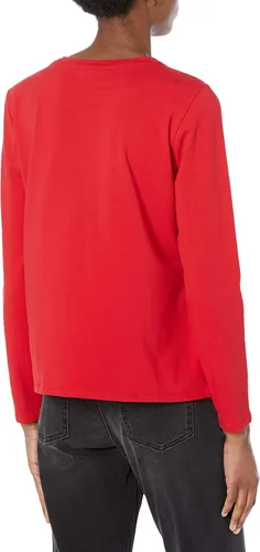 Vista 2 de Calvin Klein Blusa de algodón brillante con detalle de diamantes de imitación para mujer
