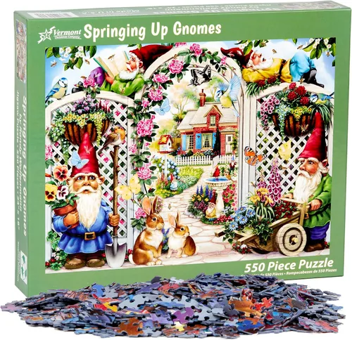 Vista 4 de Vermont Christmas Company Springing Up Gnomes - Rompecabezas de 550 piezas