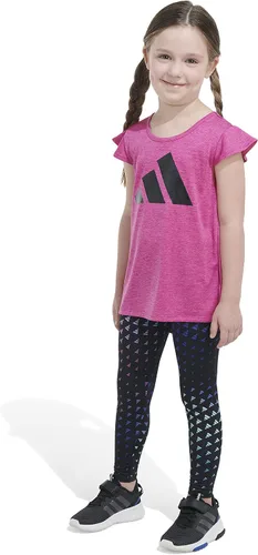 Vista 4 de adidas Conjunto de 2 piezas con camiseta y leggings de manga con vuelo para niñas