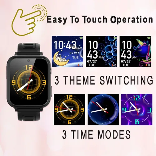 Vista 8 de Reloj inteligente AIWIEP para niños con 24 juegos, pantalla táctil, reproductor de música, cámara, reloj despertador, calculadora, linterna, 12/24