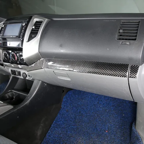 Vista 5 de Fibra de carbono suave coche centro control copiloto decorativo etiqueta ajuste ajuste para Toyota Tacoma 2011 2012 2013 2014 2015