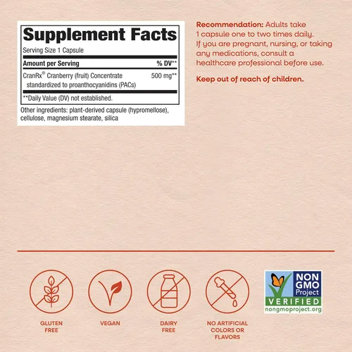 Vista 6 de Nature's Way CranRx BioActive Cranberry Urinary Health 500 mg de potencia, una vez al día, 30 VCaps