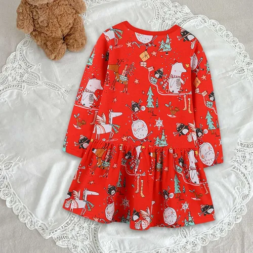 Vista 7 de YIISU Vestidos de bebé para niñas, vestido de Navidad para niña, vestido de manga larga, dobladillo oscilante, vestido de vacaciones, ropa, regalos