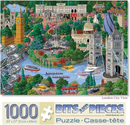 Vista 9 de Bits and Pieces Rompecabezas grande de 300 piezas para adultos - London City View - Inglaterra rompecabezas por el artista Joseph Burgess