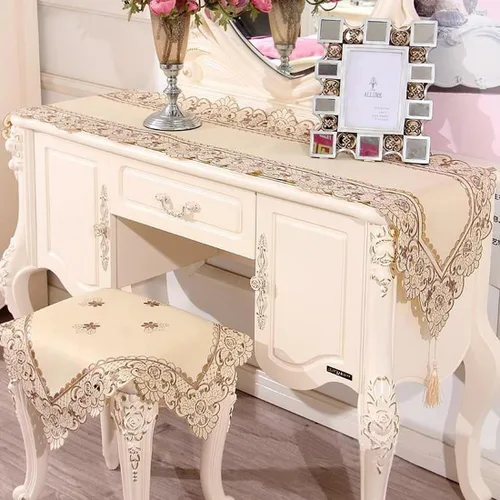 Vista 8 de LeLehome - Mantel de encaje bordado con flores color café