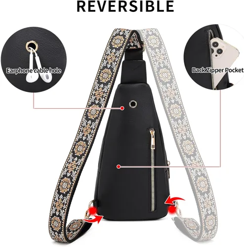 Vista 4 de VATAN Small Sling Bag for Women Leather Crossbody Bags Fanny Pack Crossbody Chest Bags Purse