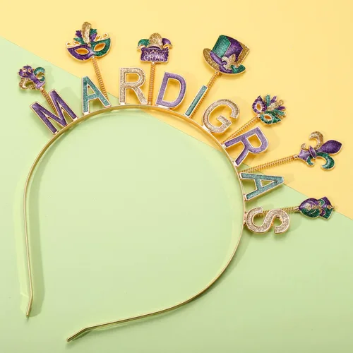 Vista 7 de CEALXHENY Diademas de Mardi Gras para mujer, accesorios de Mardi Gras, máscara de flor de Lis para el cabello, carnaval, desfile de fiesta