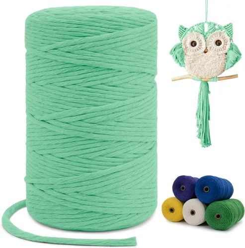 Vista 27 de Cuerda de macramé de una sola hebra de 0.197 in x 110 yardas, cuerda de macramé de algodón natural de 0.197 in, cuerda de algodón grueso para colgar